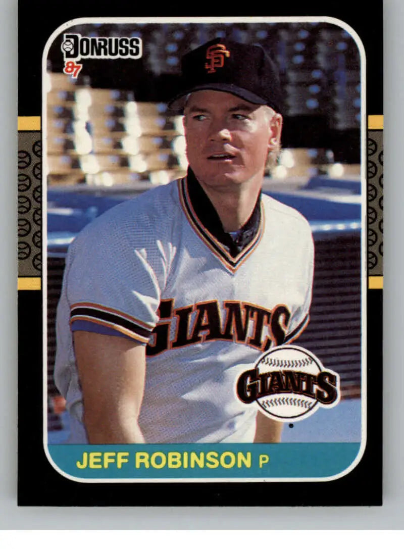 Baseball card of Jeff Robinson in a San Francisco Giants home jersey