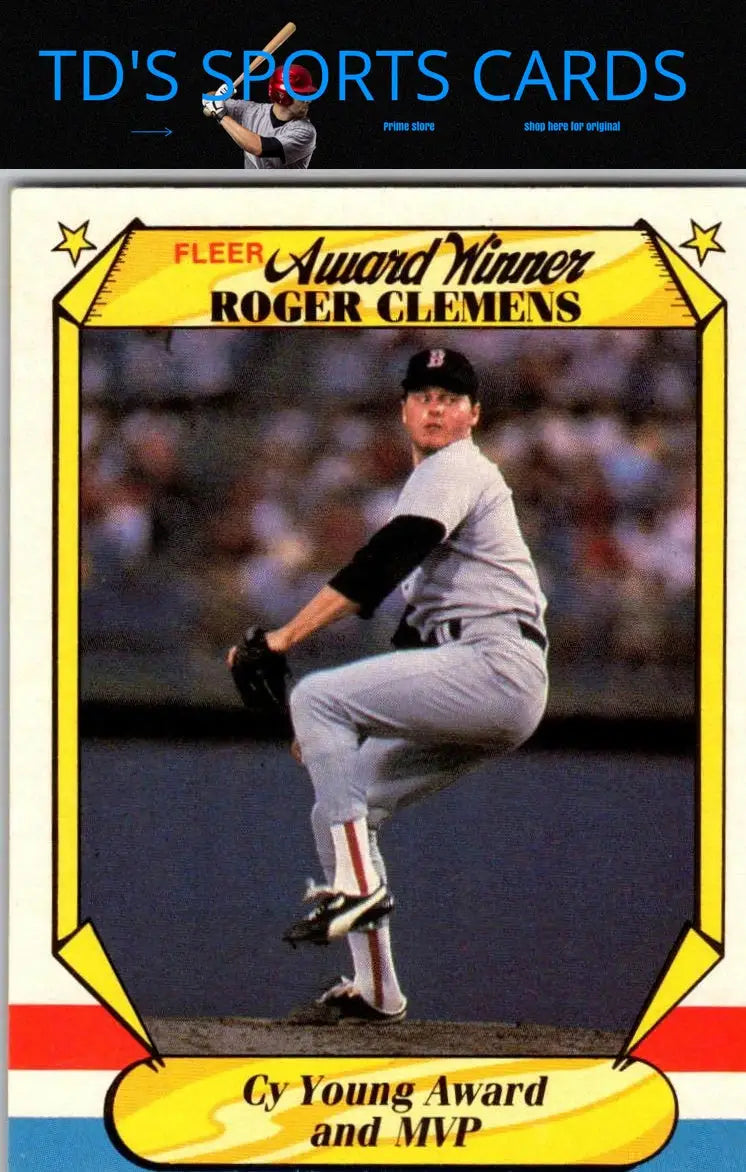 Roger Clemens baseball card from 1987 Fleer Award Winners series, a prized award winners collectible
