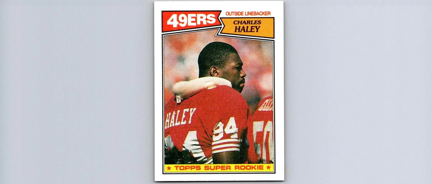 Charles Haley football card from 1987 Topps #125, a collectible trading card gem