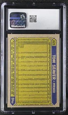 1987 Topps Tom Seaver baseball card in protective case showcasing Topps Tom Seaver rarity
