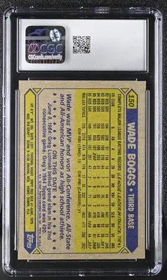 Graded 1987 Topps Wade Boggs baseball card CGC 8 featuring Wade Boggs and Topps Wade Boggs