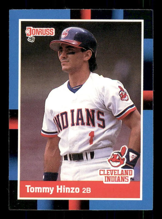 Tommy Hinzo Cleveland Indians Baseball Card in white home uniform 1988 Donruss #526