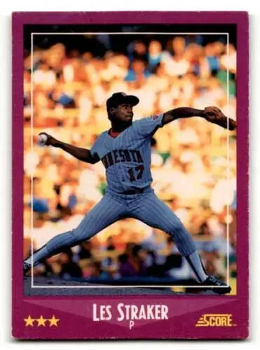 1988 Score #108 Les Straker Minnesota Twins Baseball Card with original gloss quality