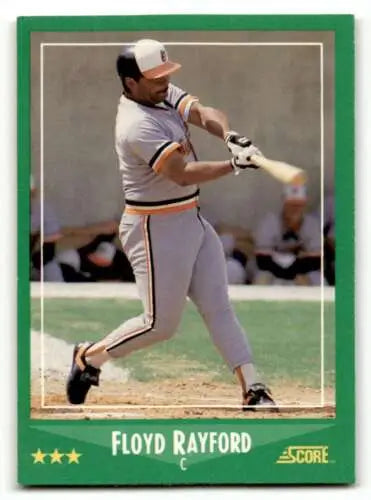 Floyd Rayford baseball card from 1988 Score featuring Rayford Baltimore Orioles original gloss