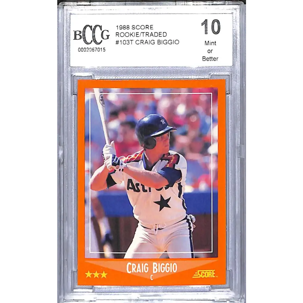 1988 Score Rookie/Traded #103T Craig Biggio BCCG 10 Mint or Better RC Rookie Houston Astros