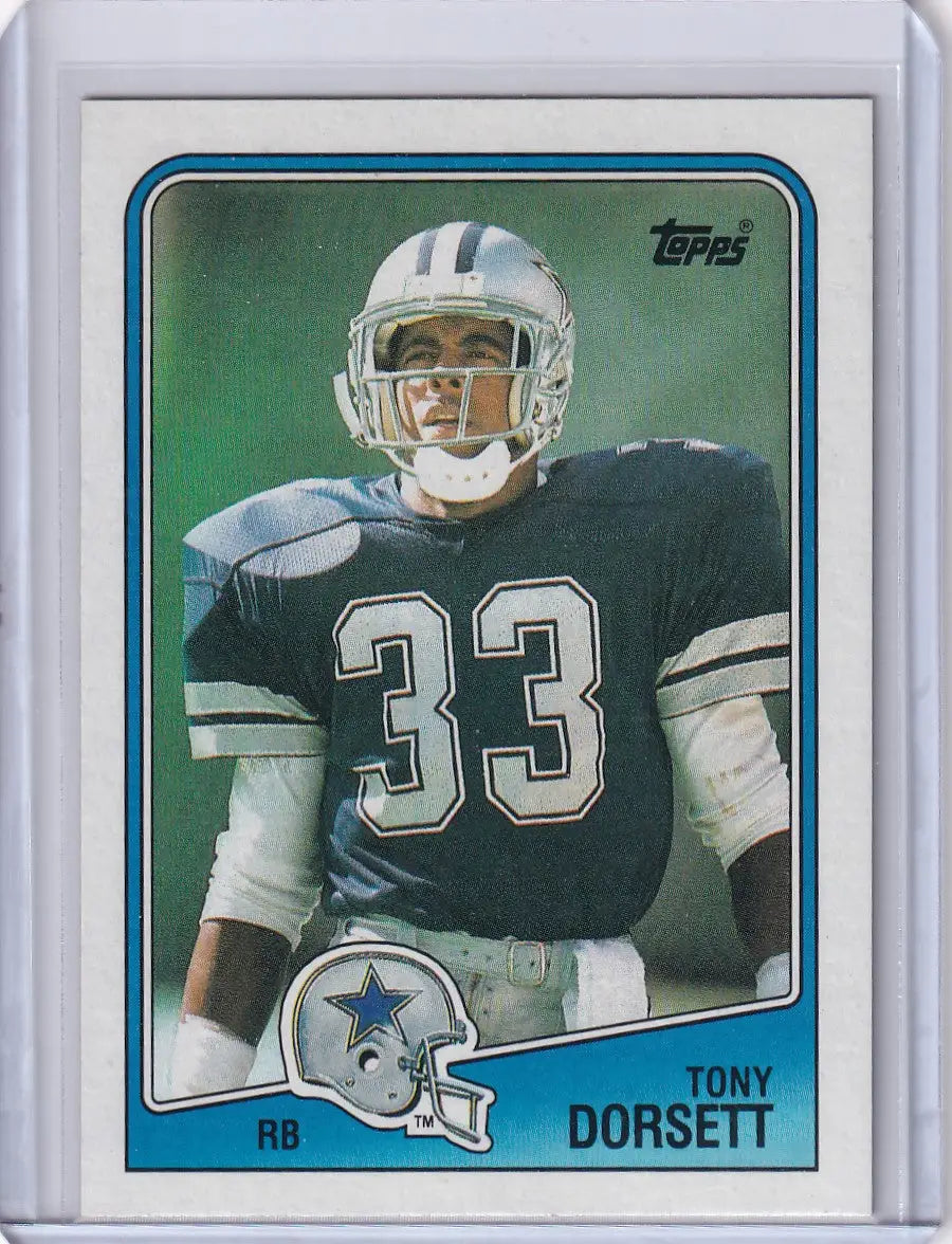 1988 Topps Football card featuring Tony Dorsett of the Dallas Cowboys