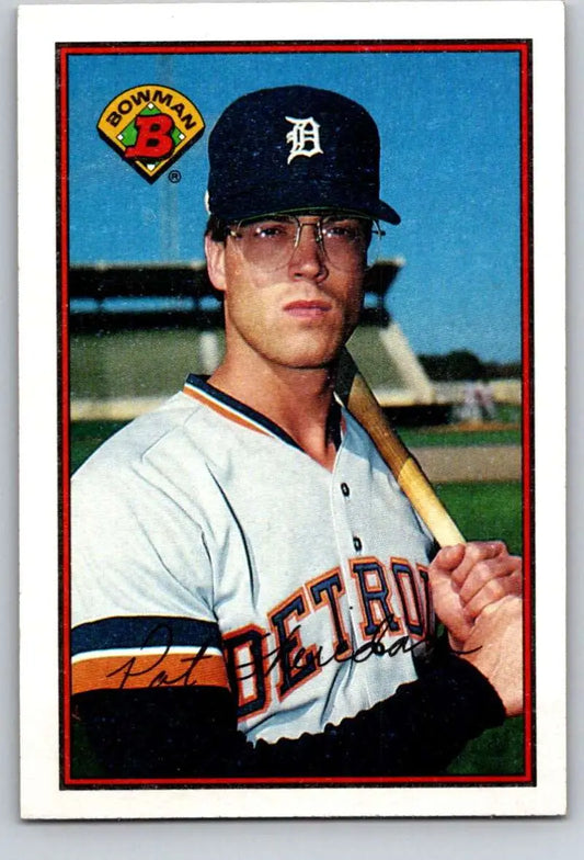 Pat Sheridan in Detroit Tigers uniform with bat on 1989 Bowman baseball card