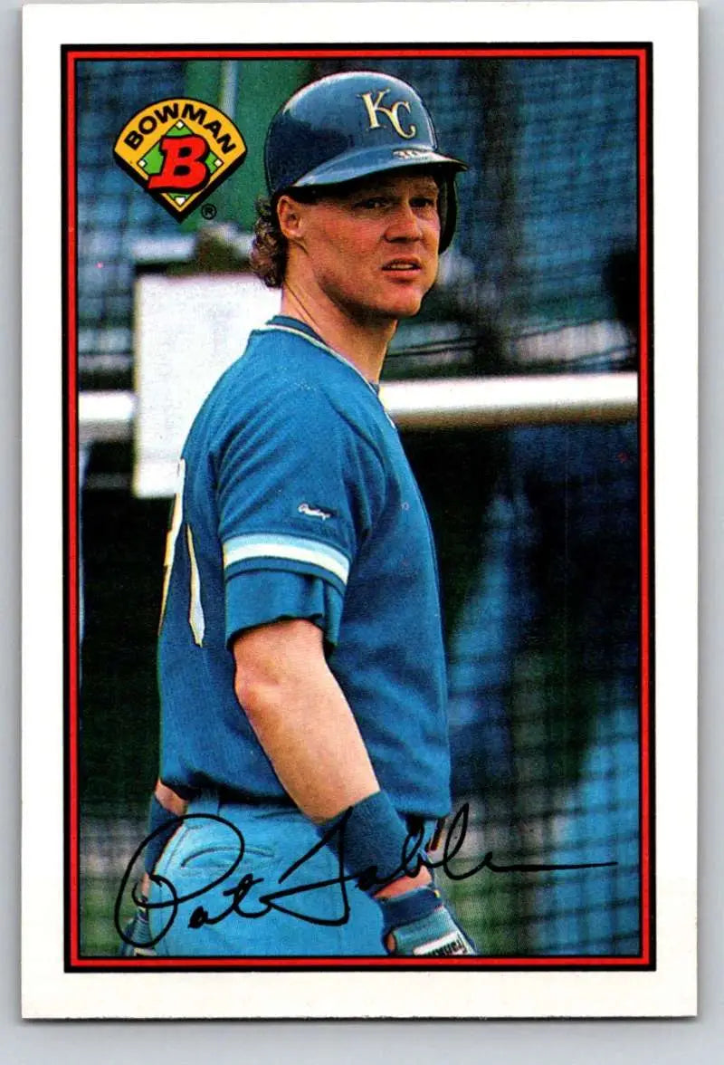 Baseball card of Kansas City Royals player Pat Tabler in blue uniform