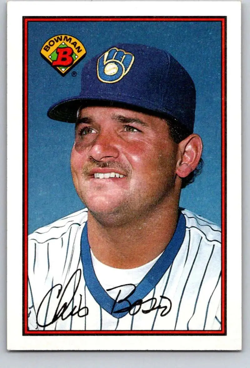Chris Bosio in Milwaukee Brewers cap and pinstriped uniform on baseball card