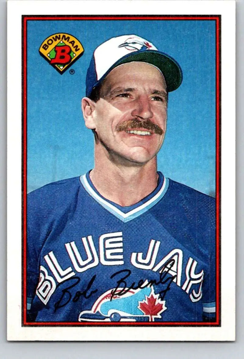 1989 Bowman #249 Bob Brenly in Toronto Blue Jays uniform with mustache and cap