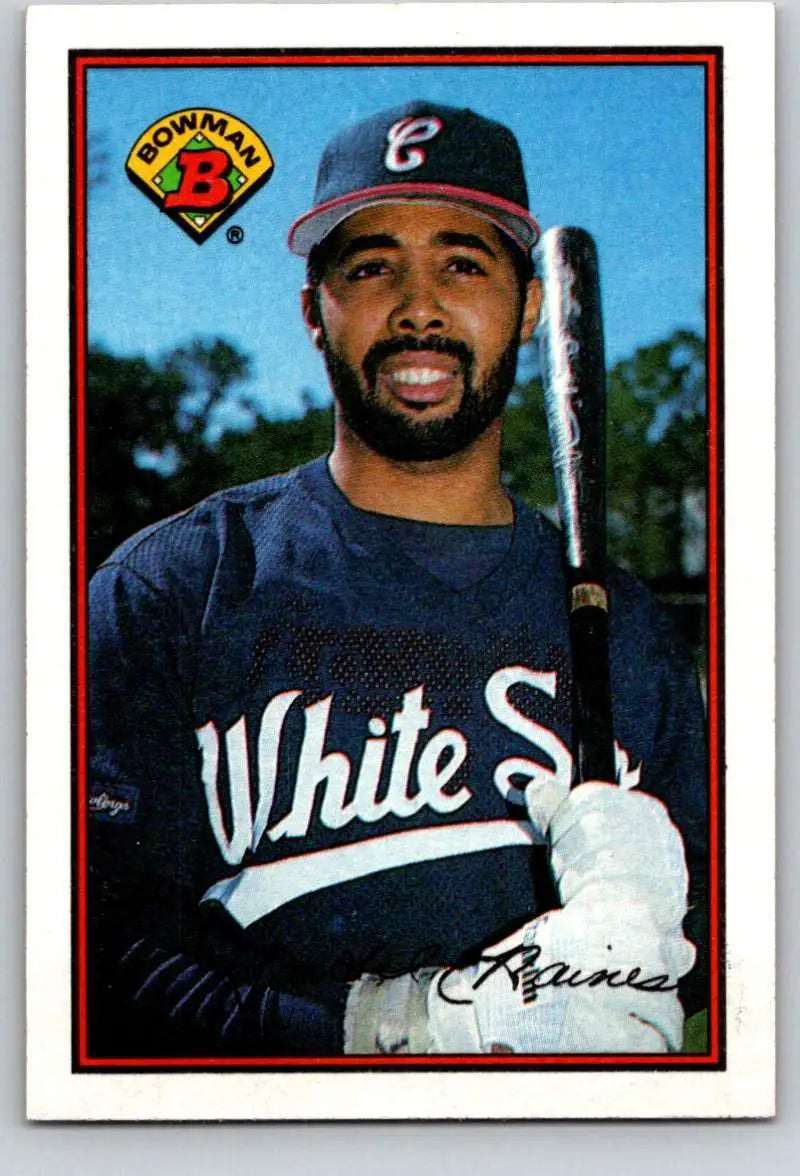 Chicago White Sox Baseball Card of Harold Baines in navy uniform with bat