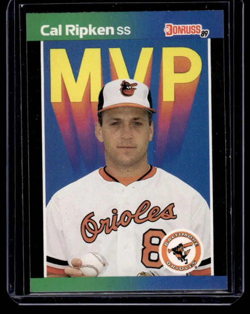 Baseball card of Cal Ripken Jr. in white Orioles uniform, Classic Travel edition