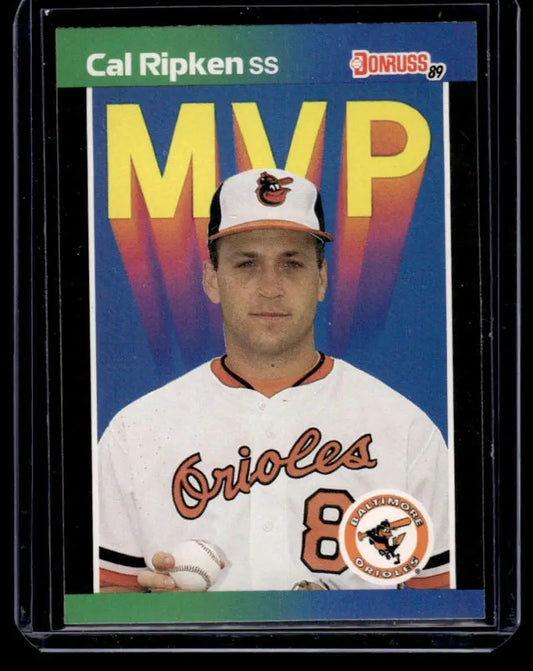 Baseball card of Cal Ripken Jr. in white Orioles uniform, Classic Travel edition