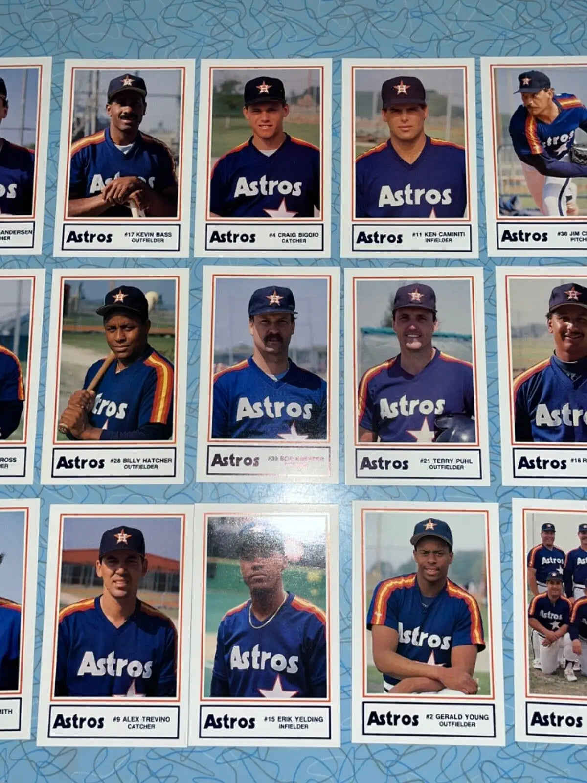 Vintage Houston Astros Craig Biggio card set showcasing iconic baseball memorabilia