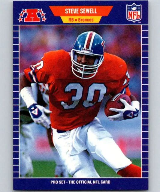 Denver Broncos Steve Sewell wearing jersey number 30 on a football card