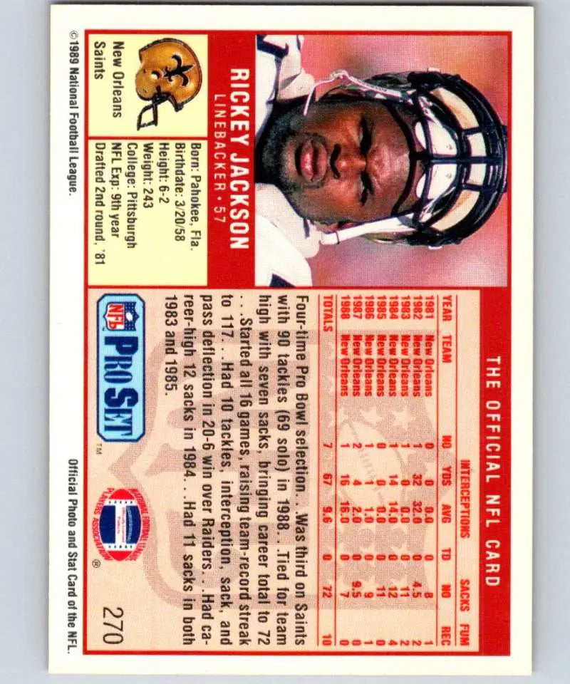 Rickey Jackson New Orleans Saints football card from 1989 Pro Set in NM-MT condition