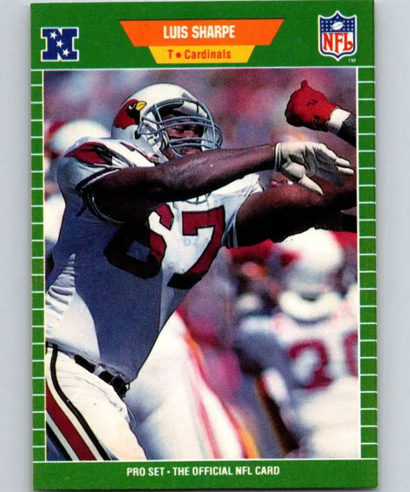NFL trading card of Luis Sharpe in white uniform for Phoenix Cardinals football card