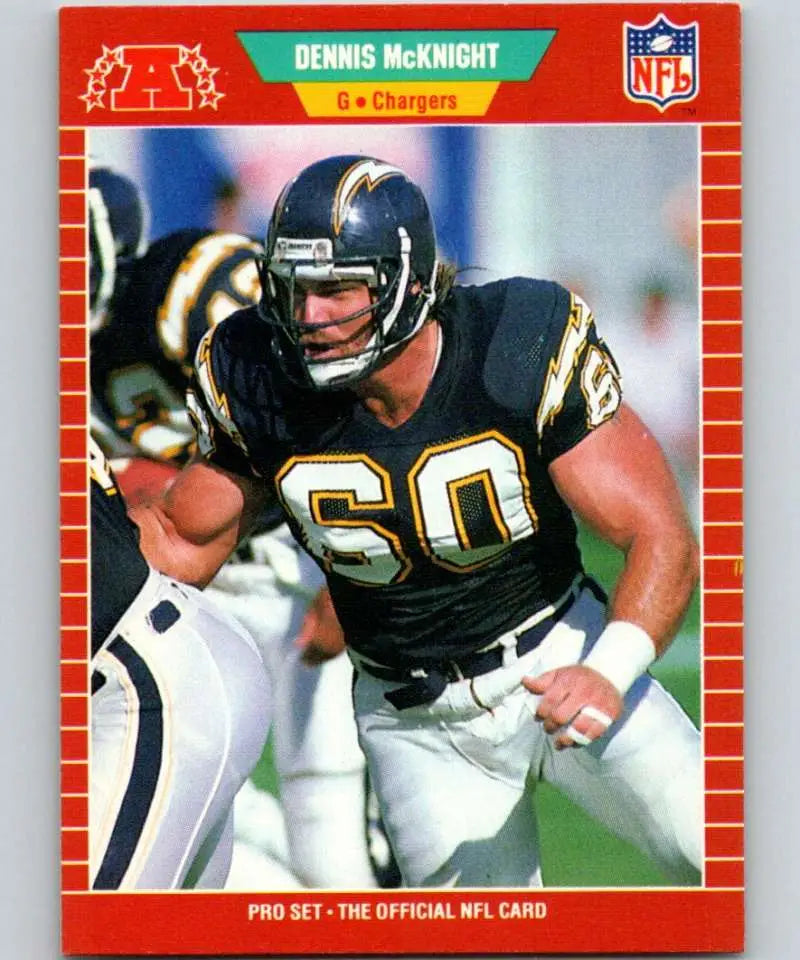 NFL trading card of Dennis McKnight, San Diego Chargers #60, 1989 Pro Set
