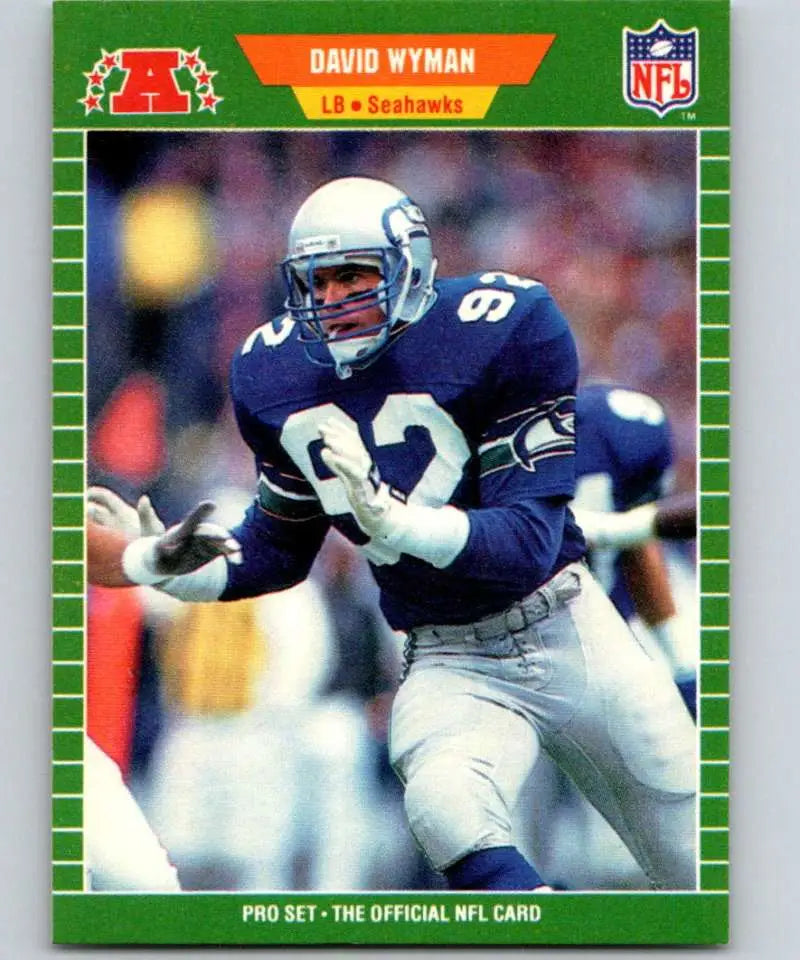 NFL Trading Card of David Wyman in Seattle Seahawks Navy Jersey Number 92