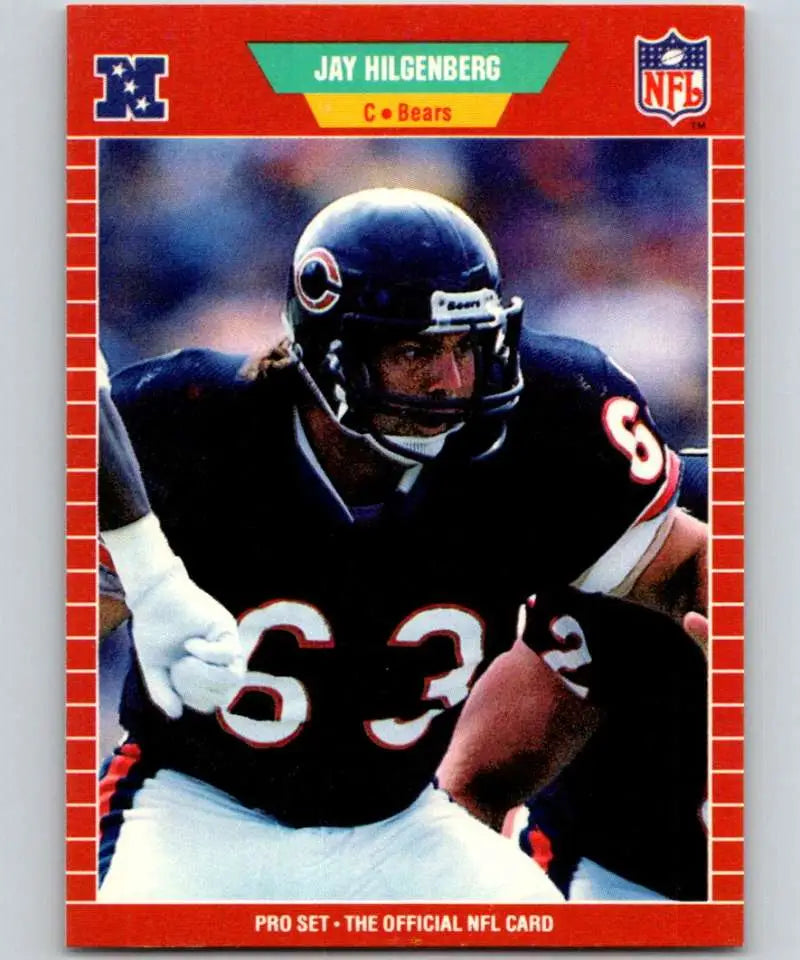 Chicago Bears Football Card featuring Jay Hilgenberg in dark jersey, number 63