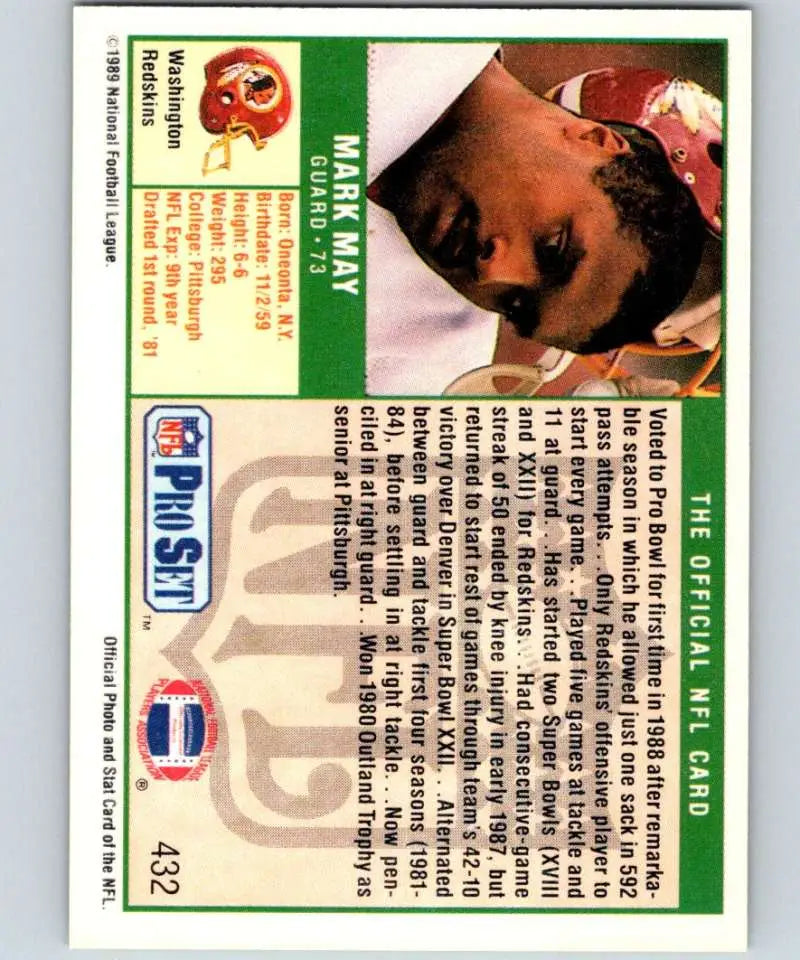 NFL Pro Set trading card of a Detroit Lions player wearing a red cap showcasing Washington Redskins