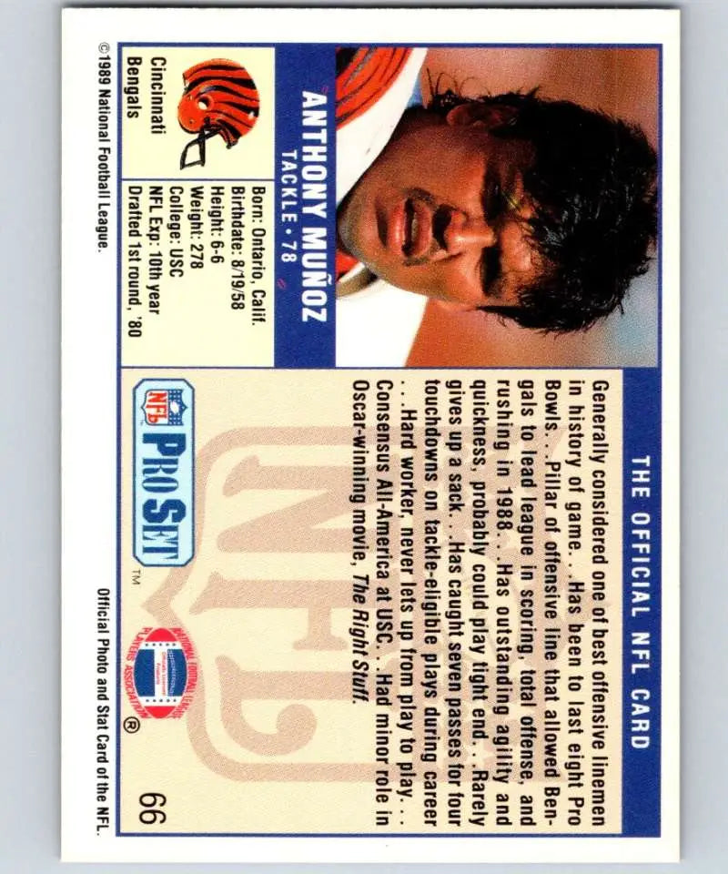 1989 Pro Set #66 Anthony Munoz NM-MT Cincinnati Bengals Football Card display