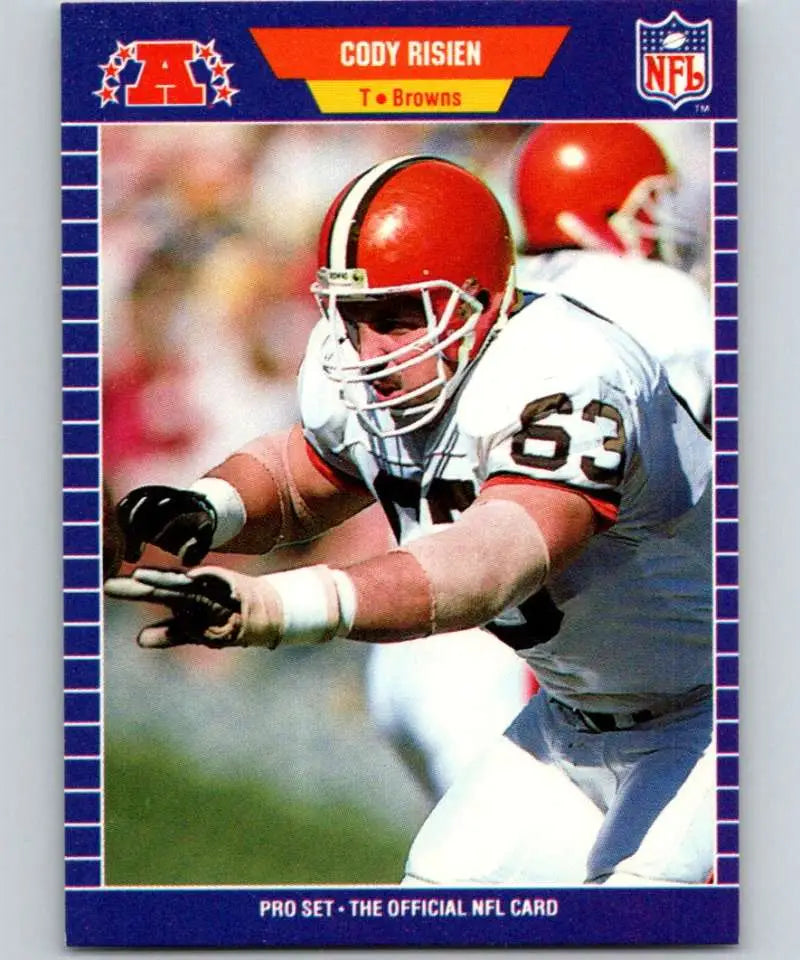 Cody Risien Cleveland Browns Football Card 1989 Pro Set #83 in white jersey number 63