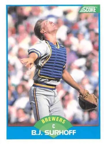 B.J. Surhoff baseball card featuring original gloss from 1989 Score NM-MT Brewers