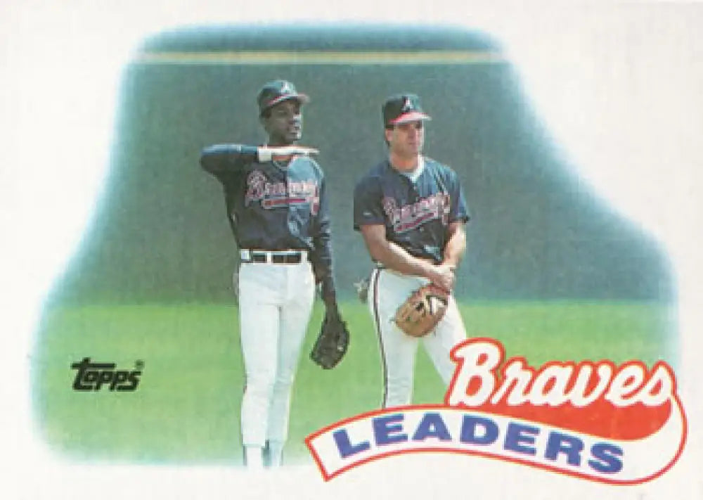 Vintage baseball card featuring Andres Thomas and Atlanta Braves players on the field
