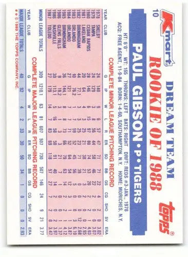 1989 Topps K-Mart Dream Team #10 Paul Gibson NM-MT Tigers ID:60559 - Trading Cards