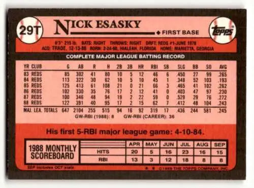 1989 Topps Traded #29T Nick Esasky Boston Red Sox Baseball Card with original gloss
