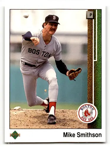 Baseball card of Mike Smithson from 1989 Upper Deck with original gloss near mint