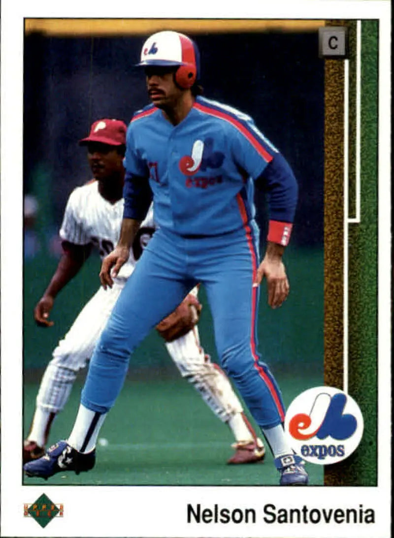 Baseball player in Montreal Expos uniform on 1989 Upper Deck baseball card