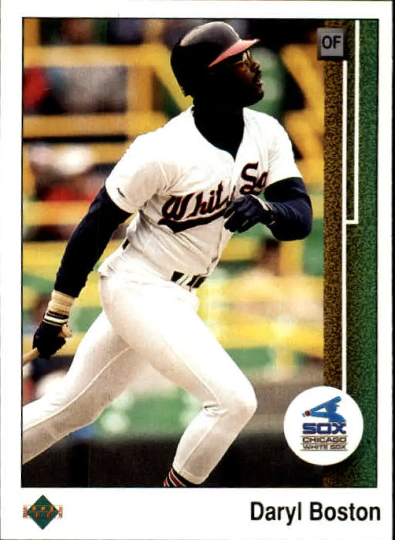 Daryl Boston swinging a bat in Chicago White Sox uniform on baseball card