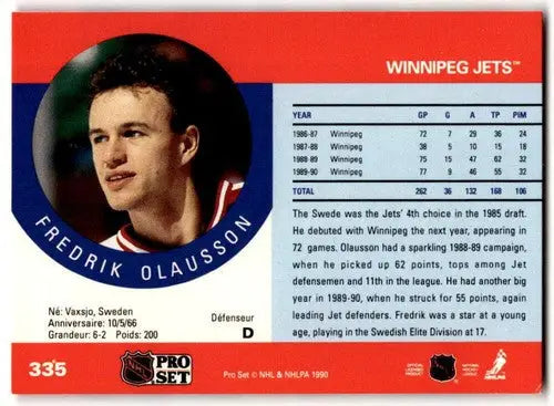 1990-91 Fredrik Olausson hockey card 335A Fredrik ERR EX/NM for collection