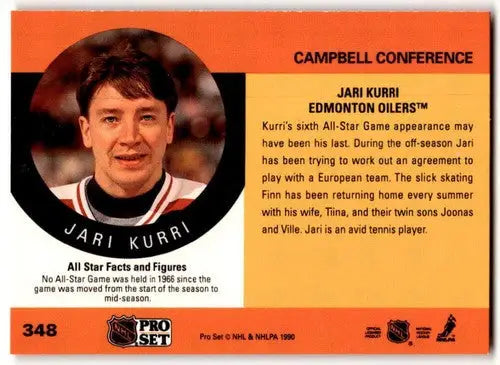 Original gloss Jari Kurri hockey card 1990-91 Pro Set Jari Kurri ERR NM-MT