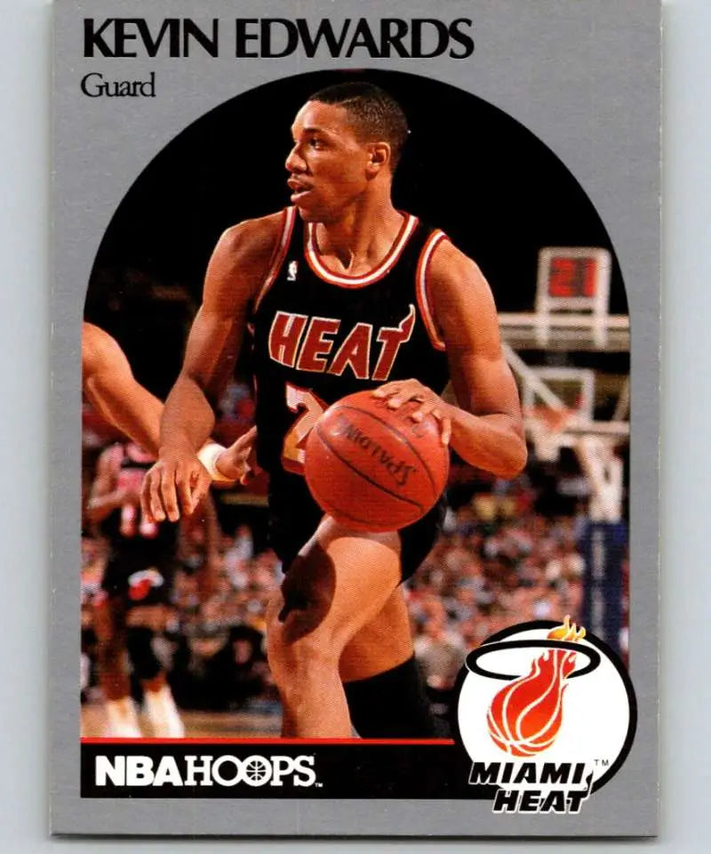 Basketball player Kevin Edwards dribbling in Miami Heat uniform during a game