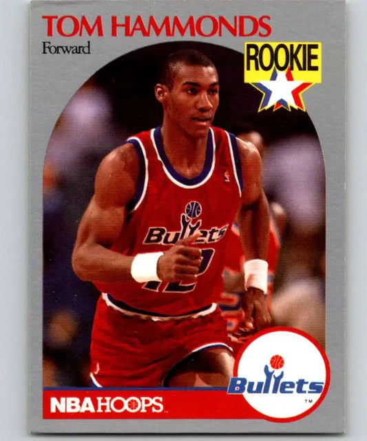 NBA Hoops 1990-91 298a Tom Hammonds rookie card featuring Washington Bullets player