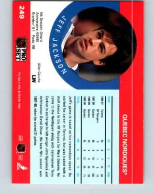 Original gloss Jeff Jackson hockey card from 1990-91 Pro Set featuring Jeff Johnson Maple Leafs