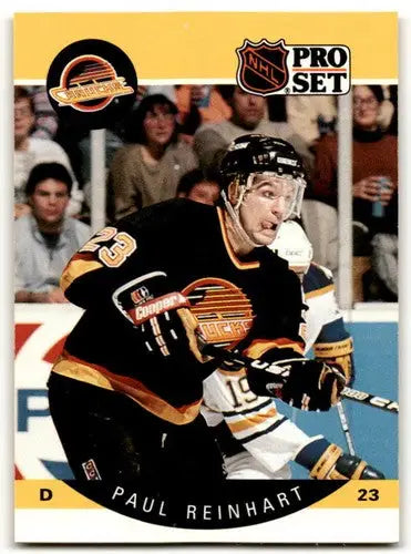 Original gloss 1990-91 Pro Set Paul Reinhart hockey card Canucks ID 43146