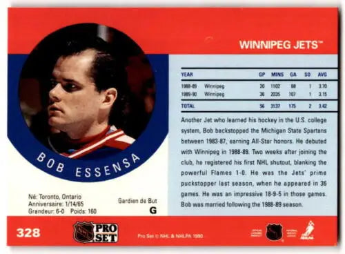 Bob Essensa 1990-91 Pro Set #328 NM Near Mint RC Rookie hockey card original gloss