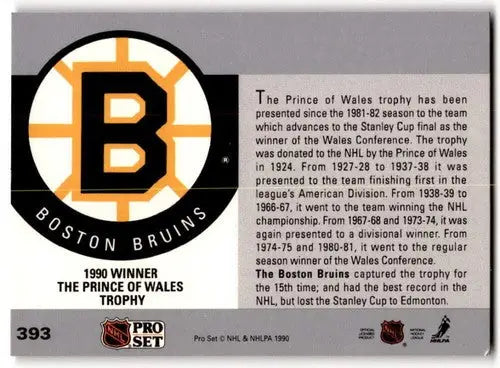 1990-91 Pro Set #393 Boston Bruins EX/NM ID:43235 - Trading Cards