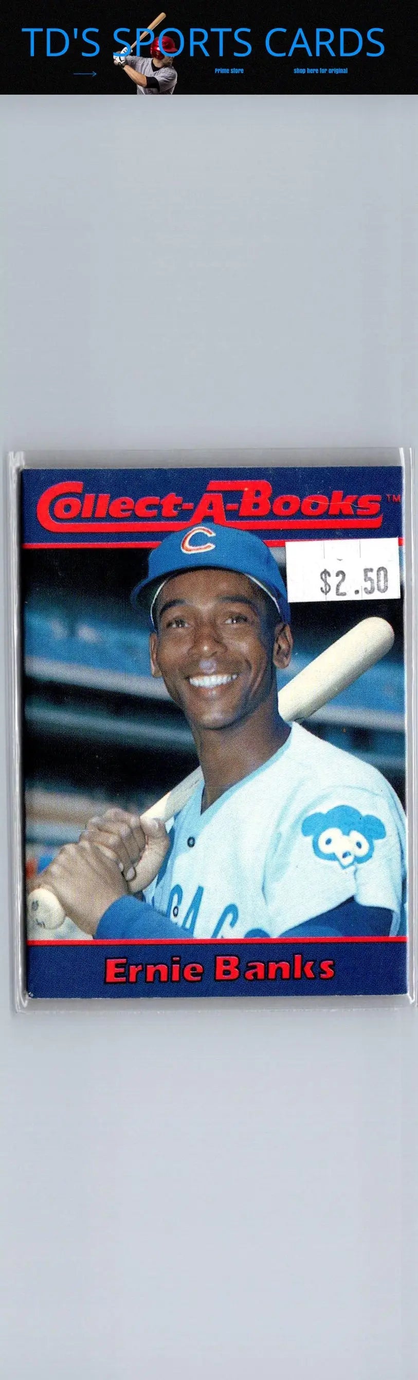 Ernie Banks baseball card from 1990 Collect-A-Books series, vintage sports memorabilia