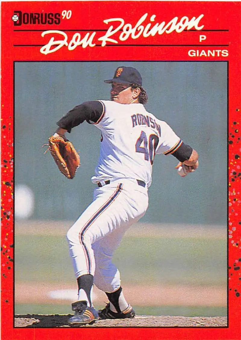 Giants pitcher mid-delivery in 1990 Donruss #258 baseball card for trading cards collectors