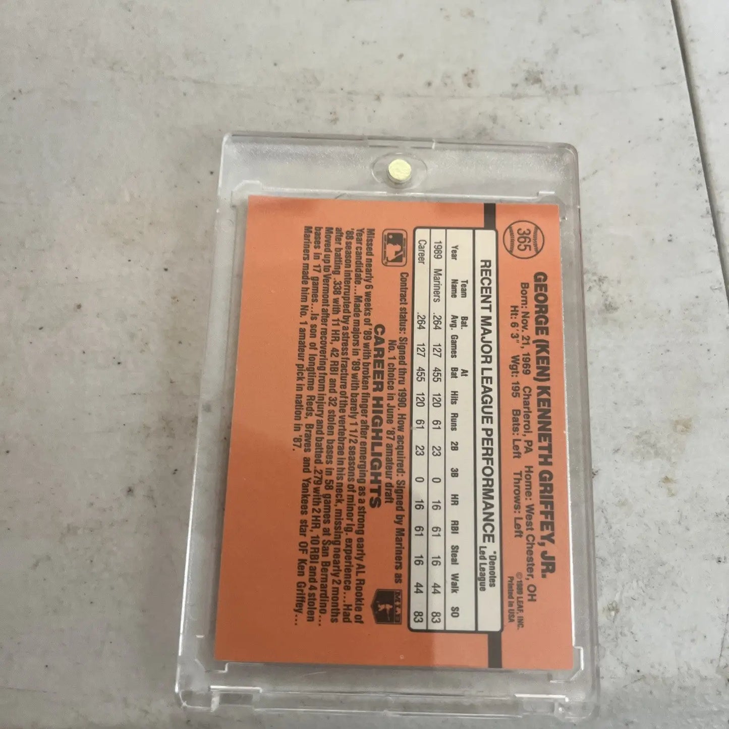 Ken Griffey Jr HOF 1990 Donruss baseball card from popular trading cards collection