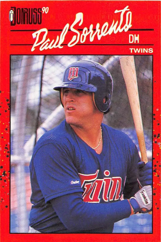 Red-bordered 1990 Donruss Baseball Card of Paul Sorrento from Minnesota Twins