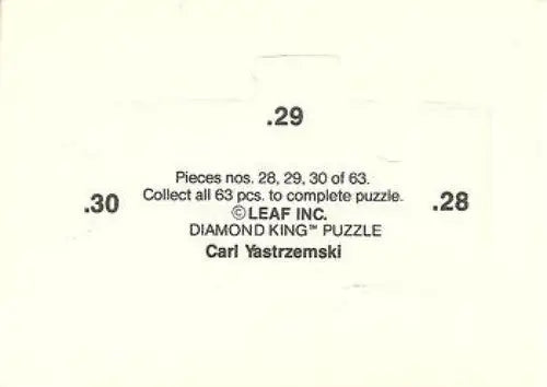 Yastrzemski puzzle with original gloss and copyright info on a Donruss Carl Yastrzemski card