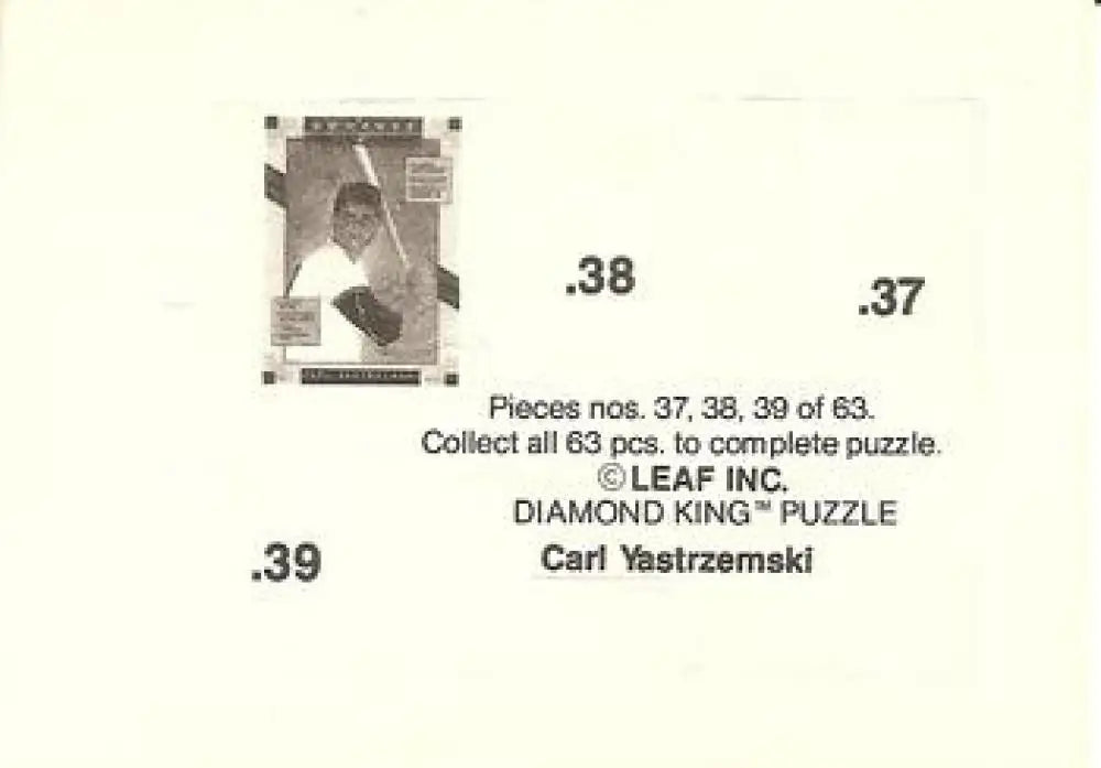 Original gloss Baseball trading card puzzle pieces featuring Donruss Carl Yastrzemski Yastrzemski puzzle