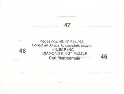 Yastrzemski puzzle from Donruss Carl Yastrzemski set with original gloss artwork