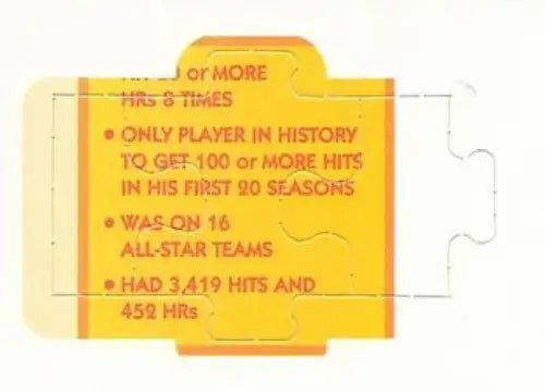 Yellow puzzle piece with baseball stats from the original gloss Donruss Carl Yastrzemski puzzle